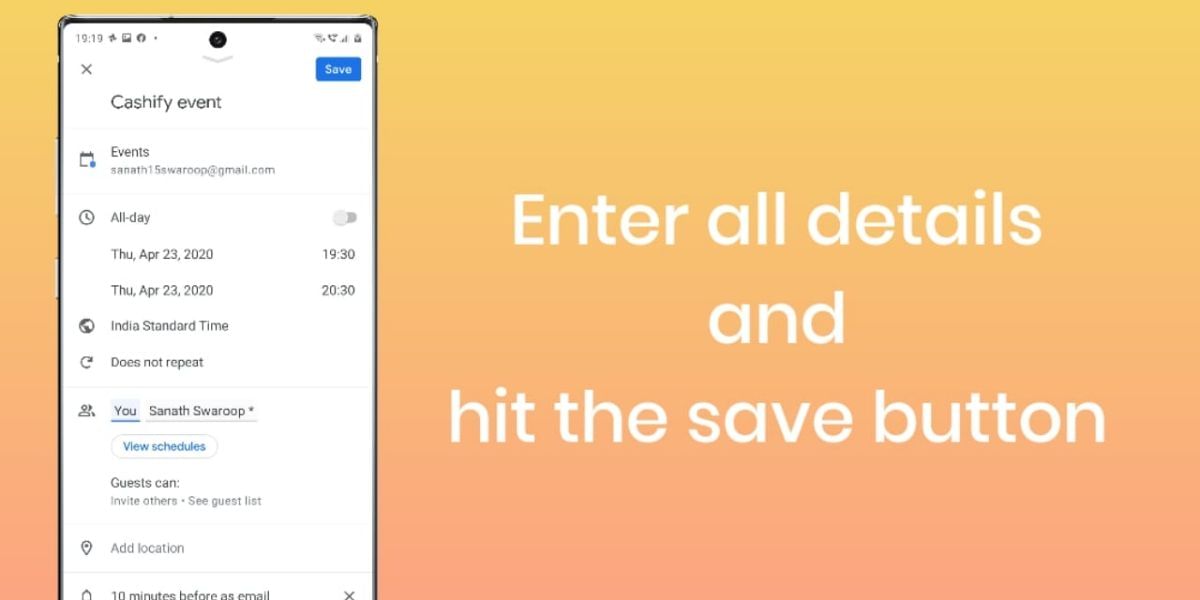 Creating Events on Google Calendar