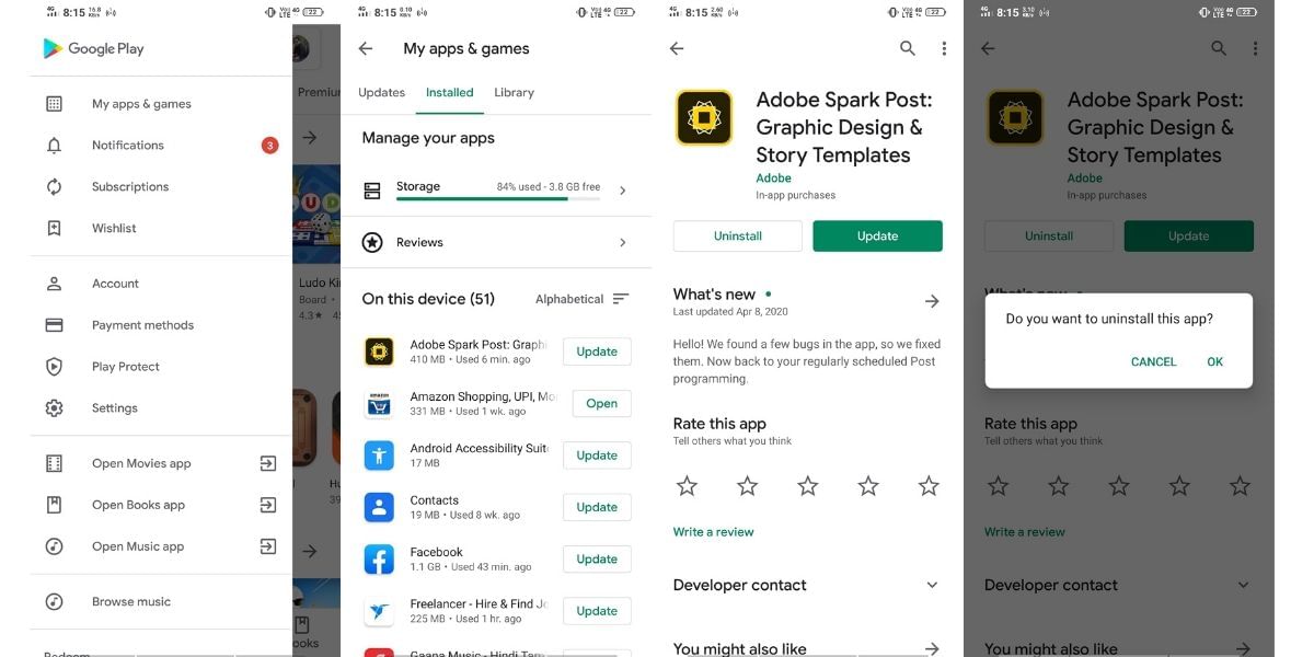 how to delete apps from google play store