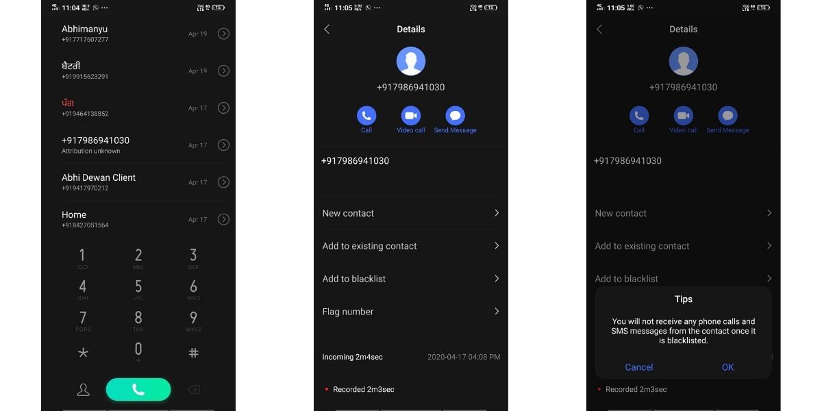 Blocking Spam Calls Manually