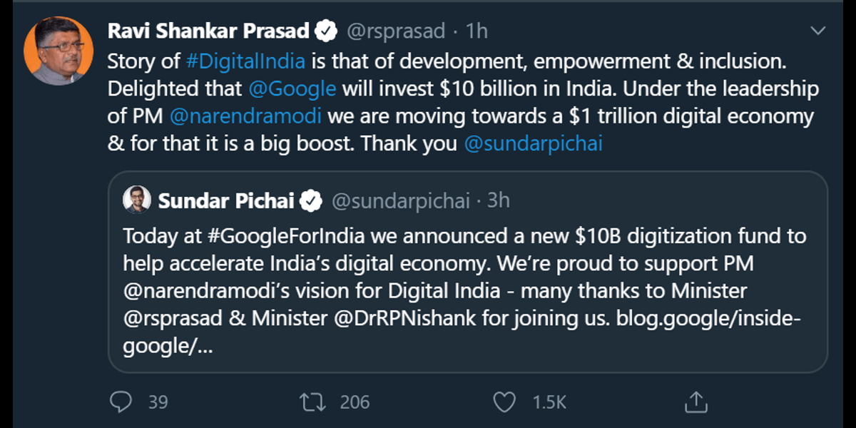 ravi shankar google tweet
