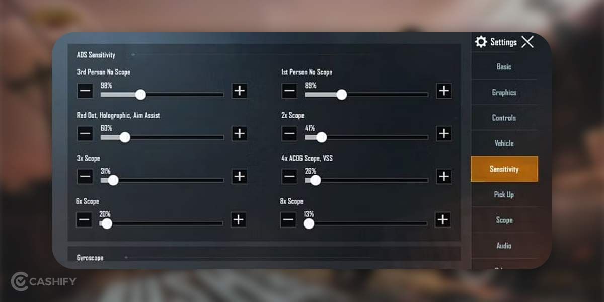 Aim Down Sight (ADS) sensitivity