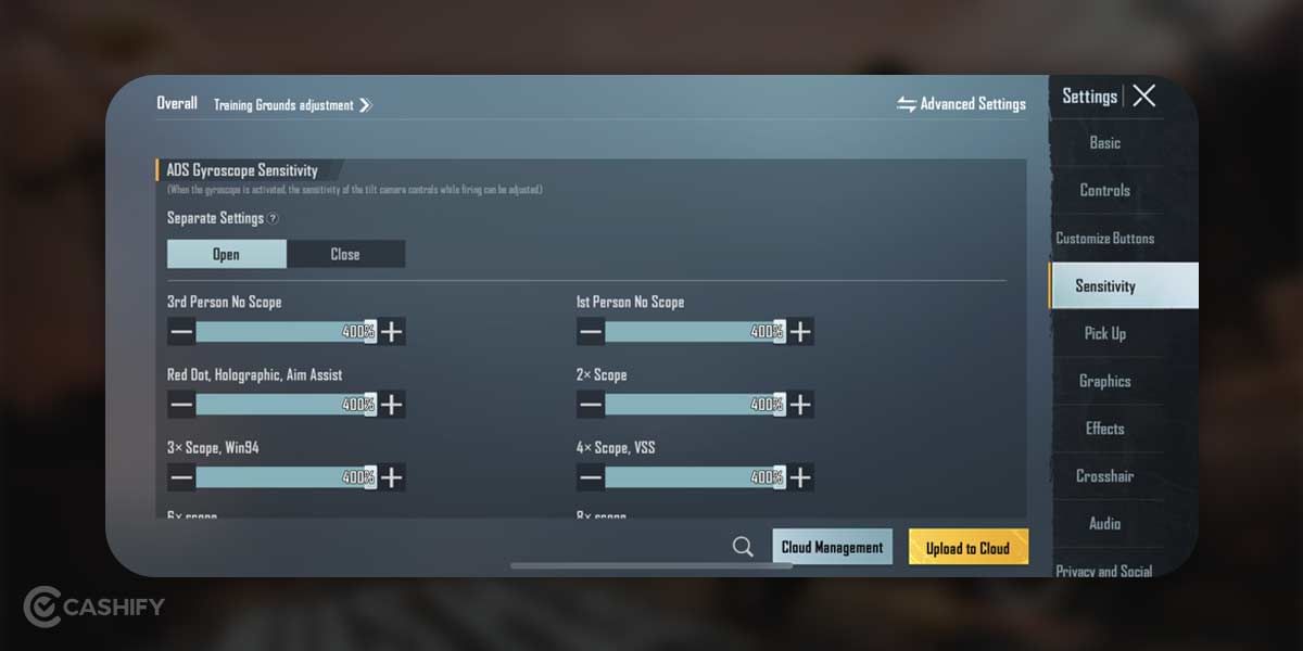 ADS Gyroscope sensitivity