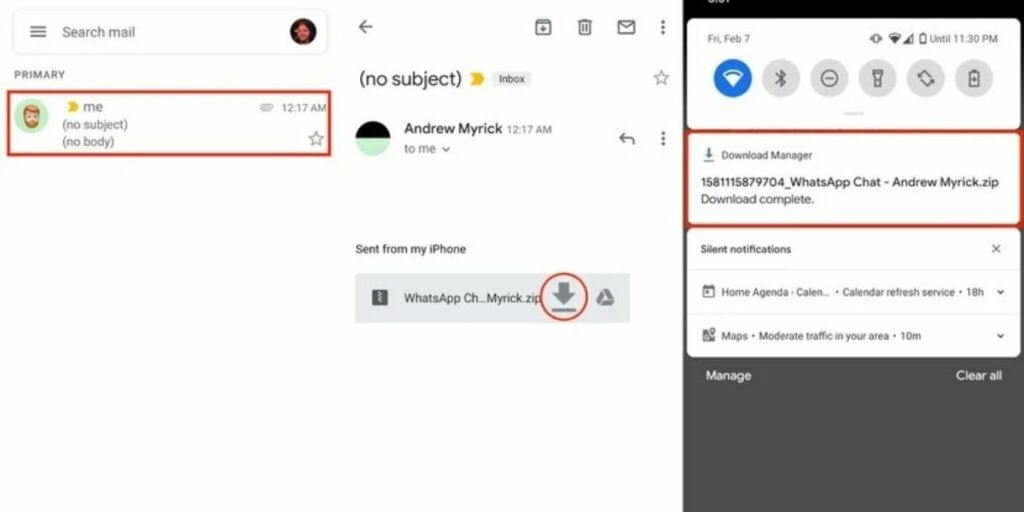 Export chat via mail option