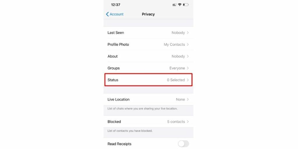 decide who can see your status on whatsapp