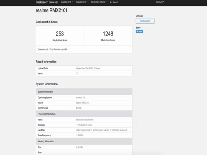 geekbench realme c17