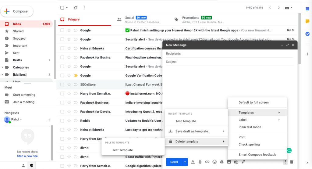 set email template