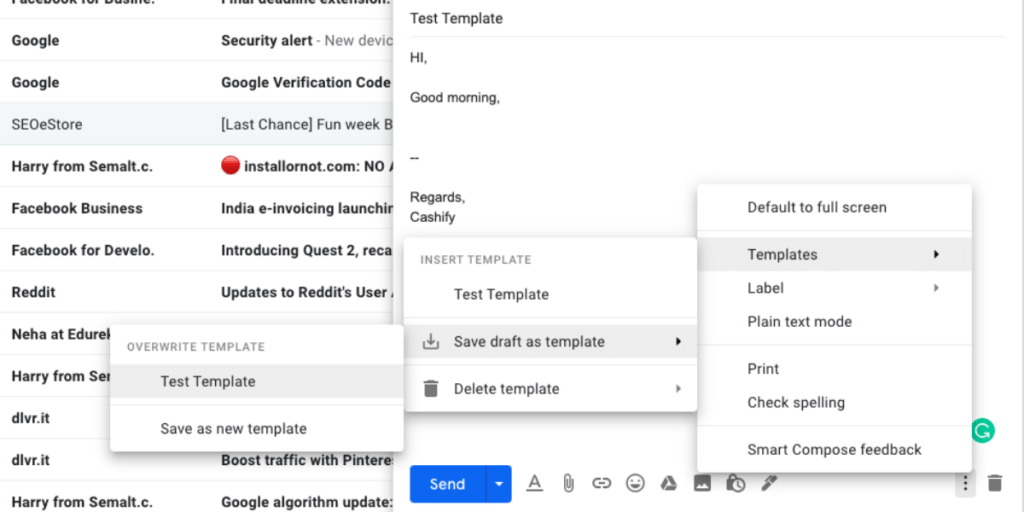 set email template