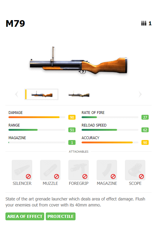 best guns garena free fire m79