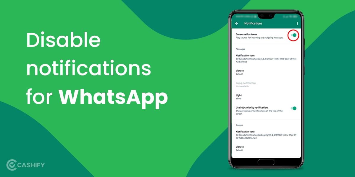 Disable notifications for WhatsApp