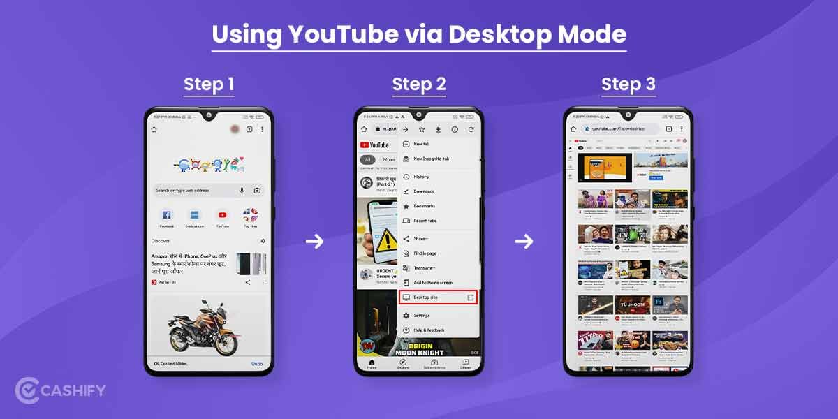 Using YouTube via Desktop Mode