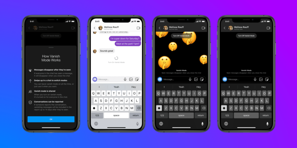 messenger and insta vanish mode