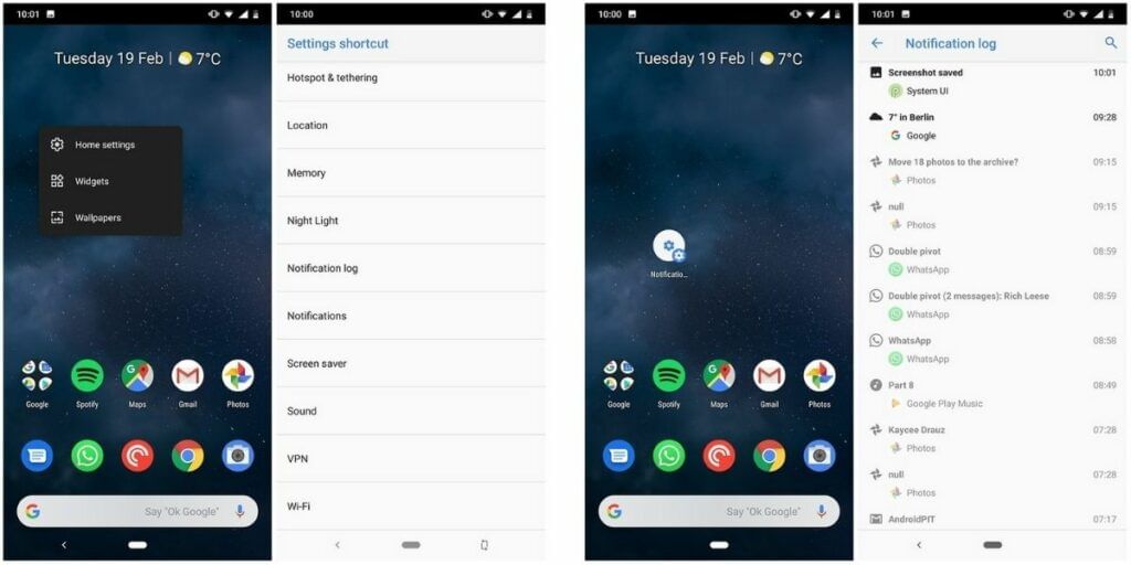 Notifications Log Widget