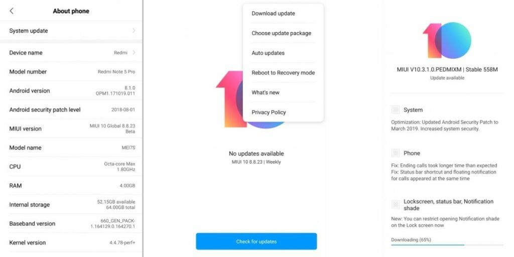 check software update on xiaomi phone