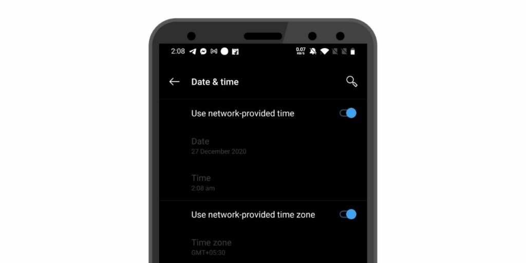 change date and time to network provided time