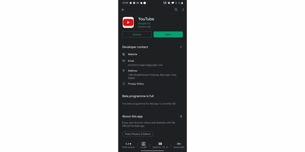 Update YouTube