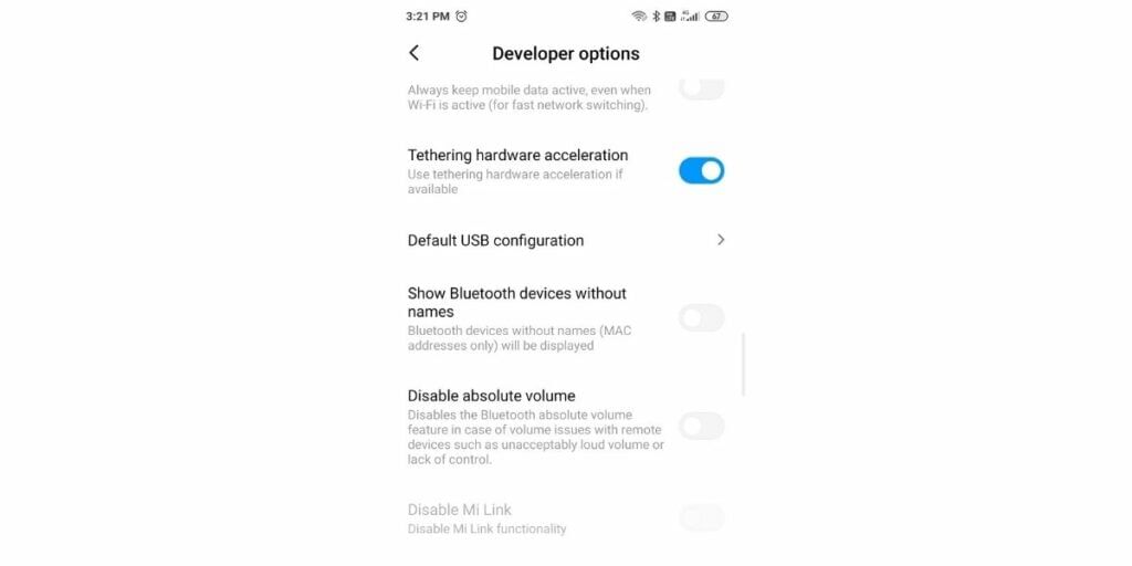 Use Developer Options