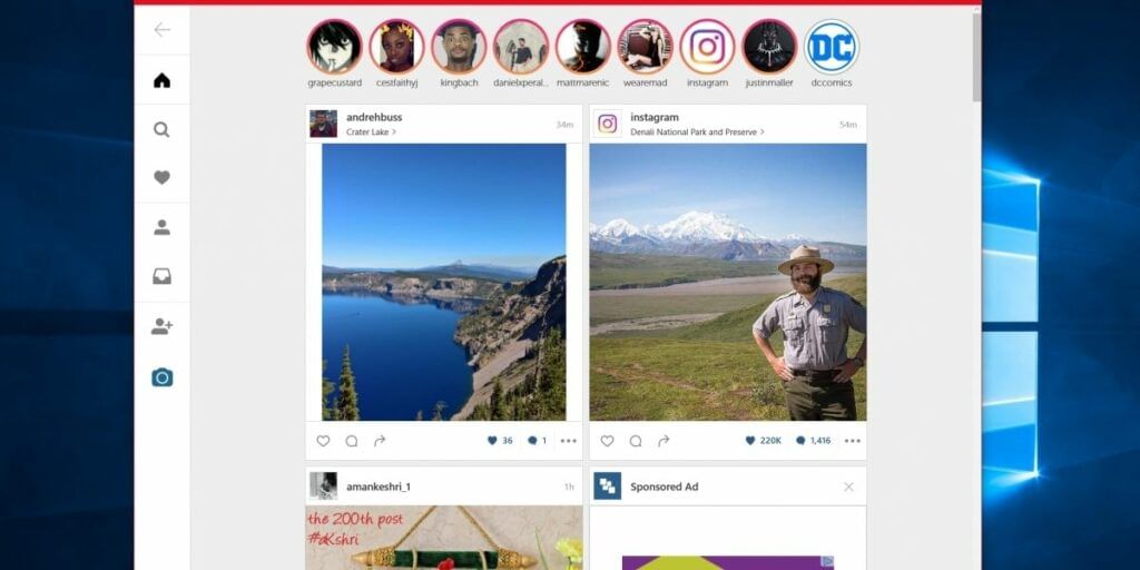 Instagram app windows 10