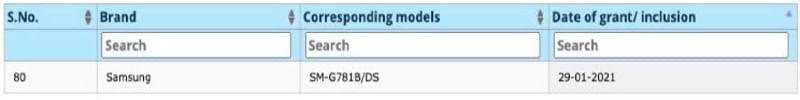 BIS certification S20 FE