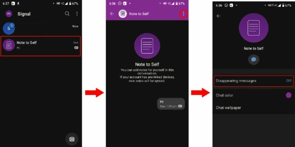 Signal Messenger Privacy Settings: use disappearing messages