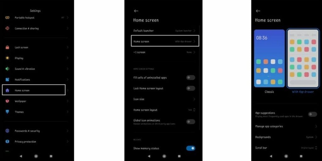 Enable App drawer