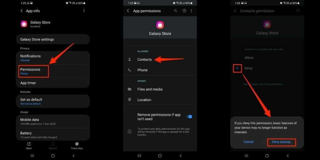 revole unwanted permissions on samsung