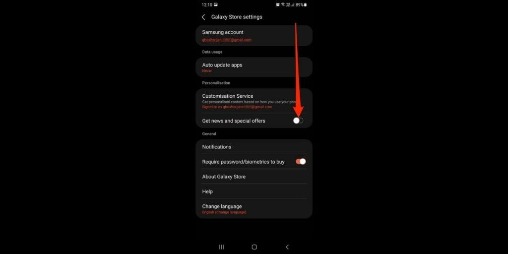 edit customised service settings in samsung