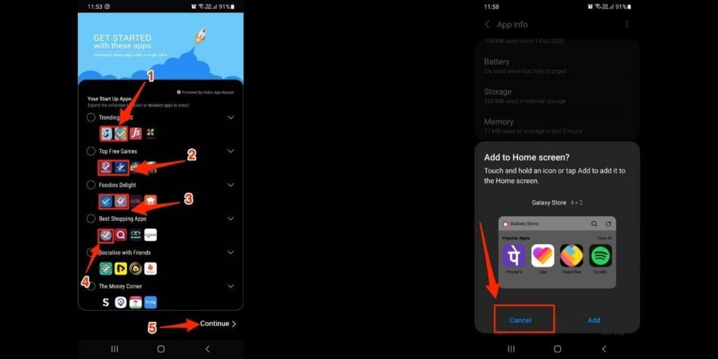 Deselect apps in Galaxy Store