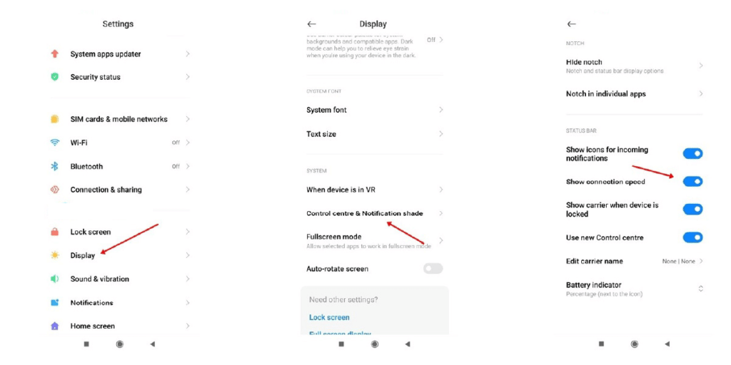 enable network speed in notification bar