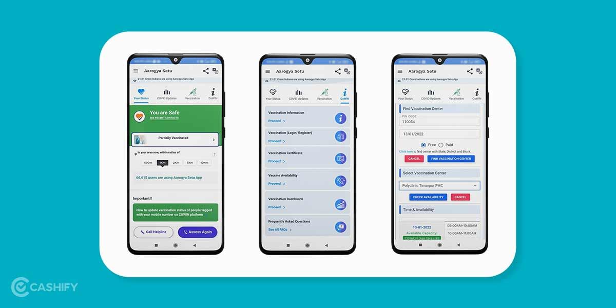Register for vaccination via Aarogya Setu