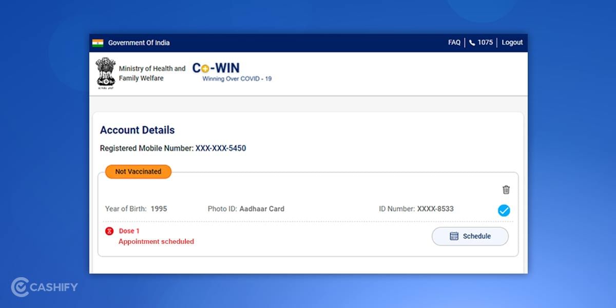 Get vaccination appointment on CoWIN portal