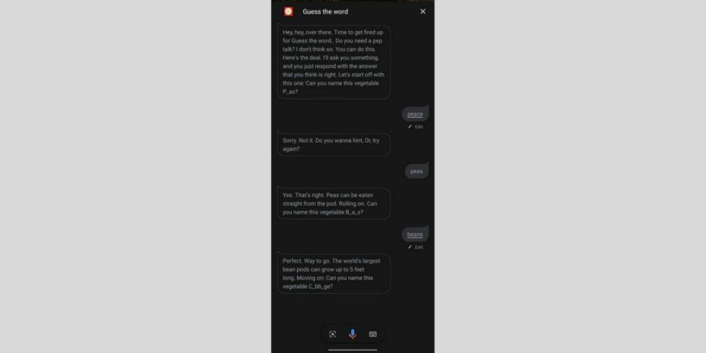 Guess the word game on google assistant