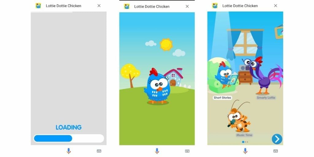 Lottle Dottie Chicken game on google assistant