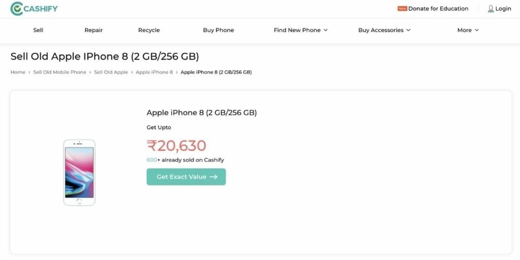 Sell iPhone 8 on Cashify