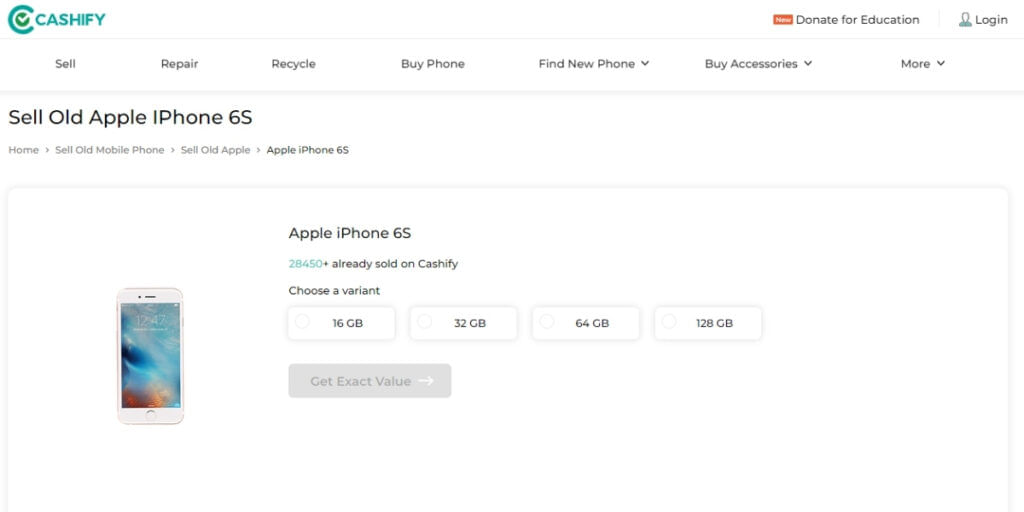 Best resale value of iPhone 6s on cashify