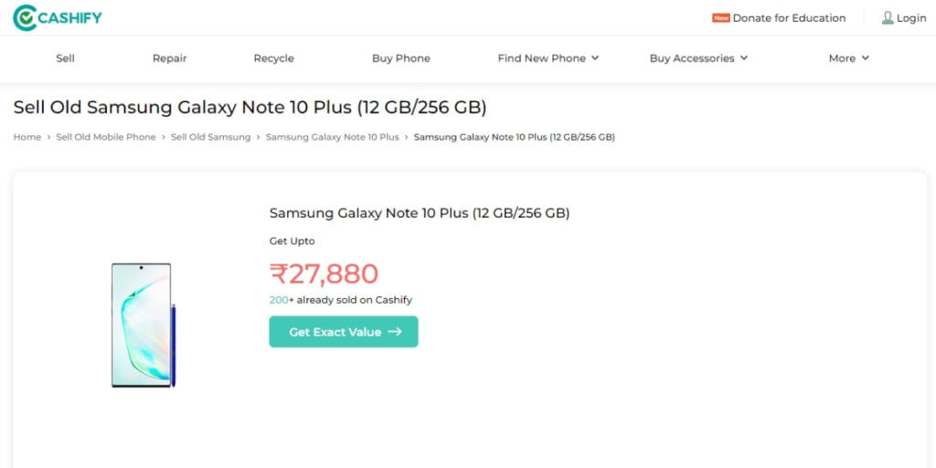 Sell samsung galaxy note 10+ on cashify
