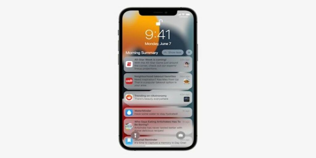 iOS 15 - notification summary