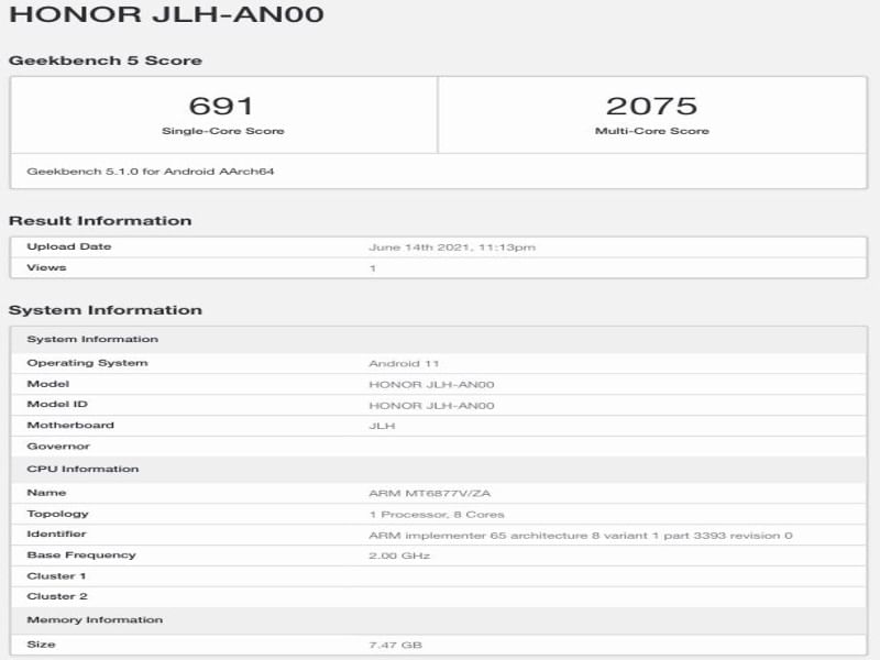 honor 50se geekbench