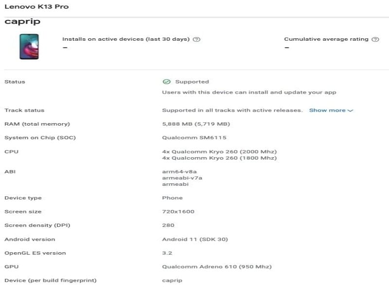 Lenovo K13 Pro GPC