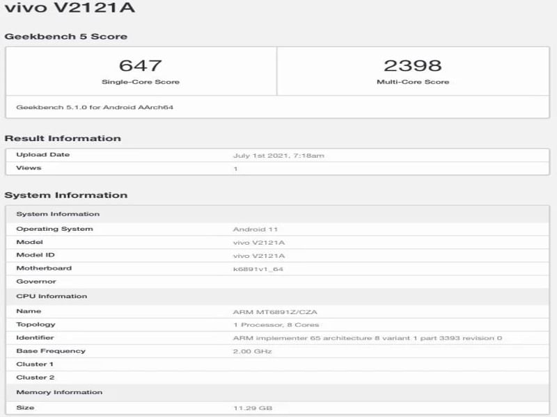 geekbench listing