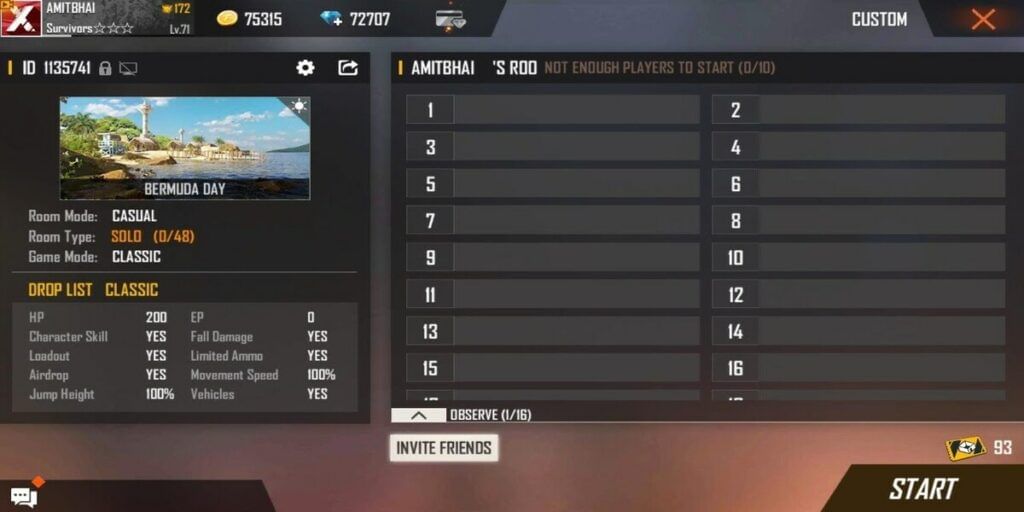 Garena Free Fire Custom Rooms