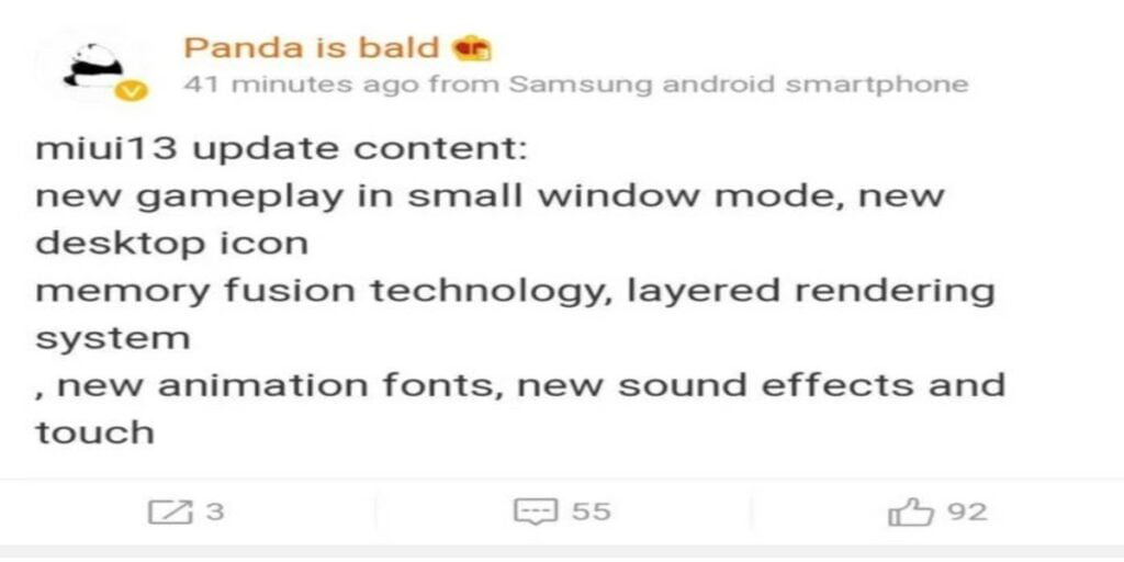 MIUI 13 - Leak- Weibo
