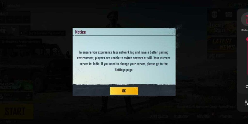 Change BGMI server