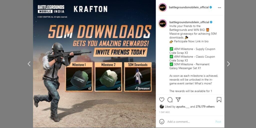 BGMI 50M Downloads Event