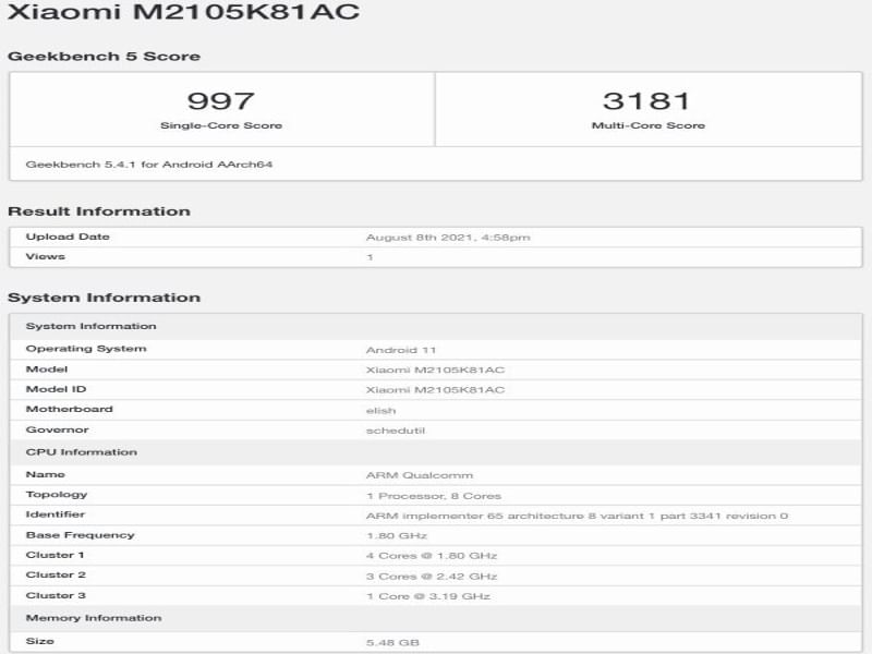 mi pad 5 geekbench