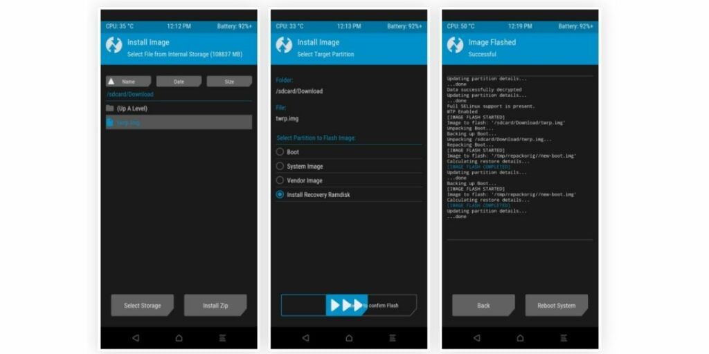 Install twrp recovery image