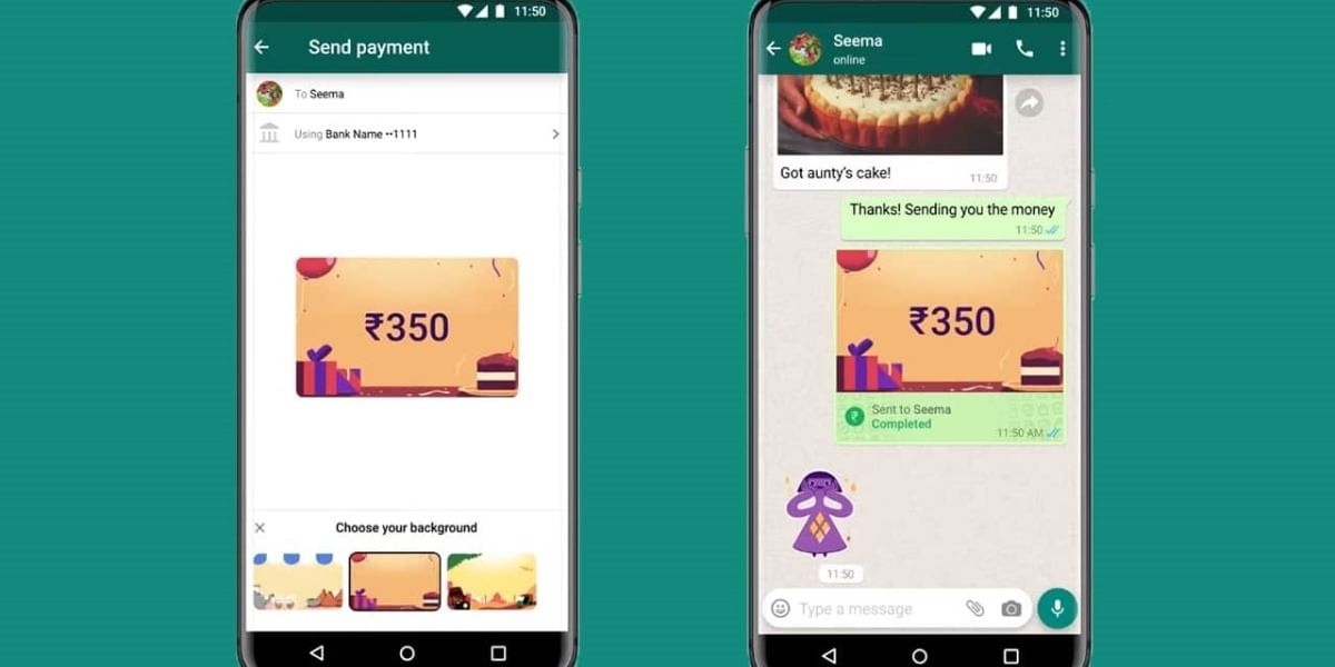 Whatsapp adds Option to Personalise Payments Backgrounds for its Users