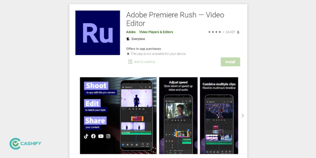 Adobe Premiere Rush Popular video editing app