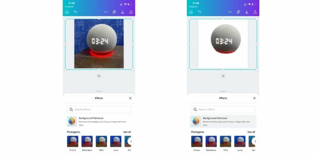 remove background image using canva mobile app