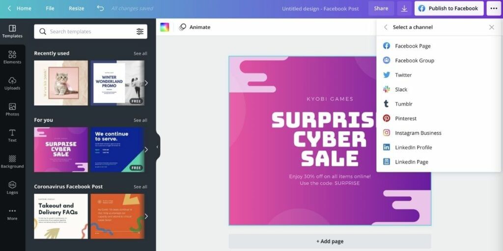 schedule social media post using canva