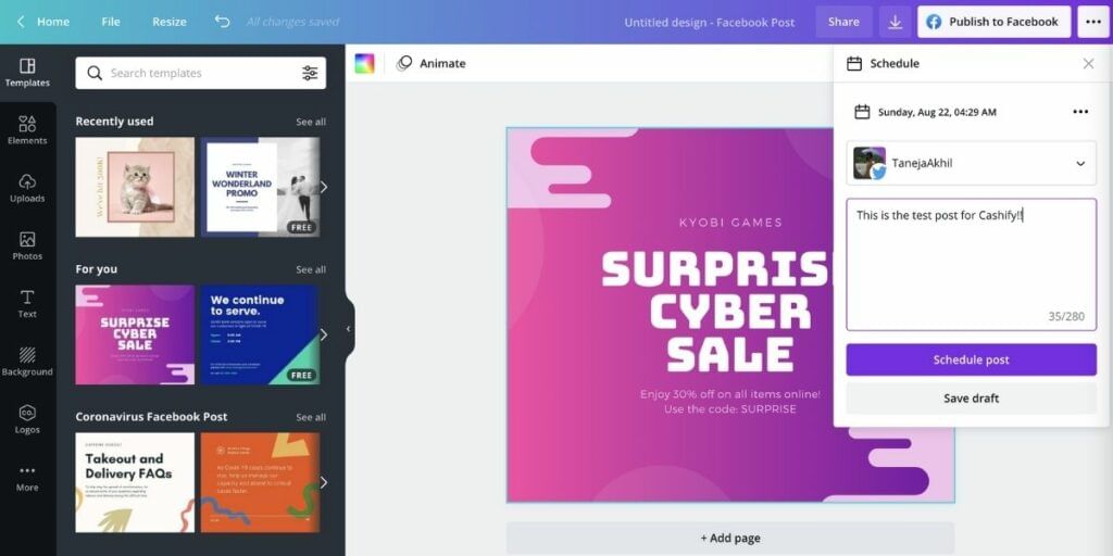 add content and schedule post